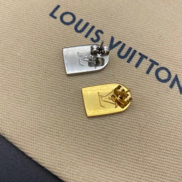Louis Vuitton Nanogram Stud Earrings - Silver & Gold - Picture 4 of 4